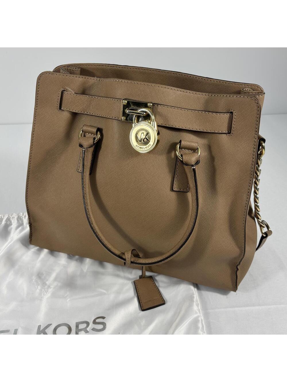 Michael Kors Hamilton Saffiano Tan Leather Satchel Tote